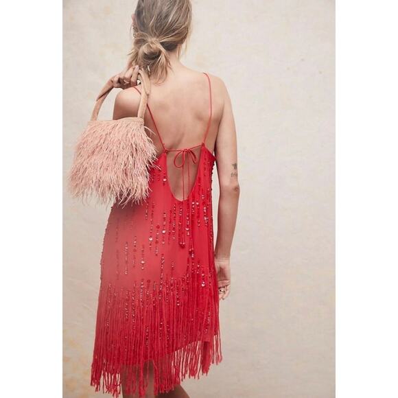 Free People Crystal Clear Mini Dress- Size Small- Red - Picture 3 of 11